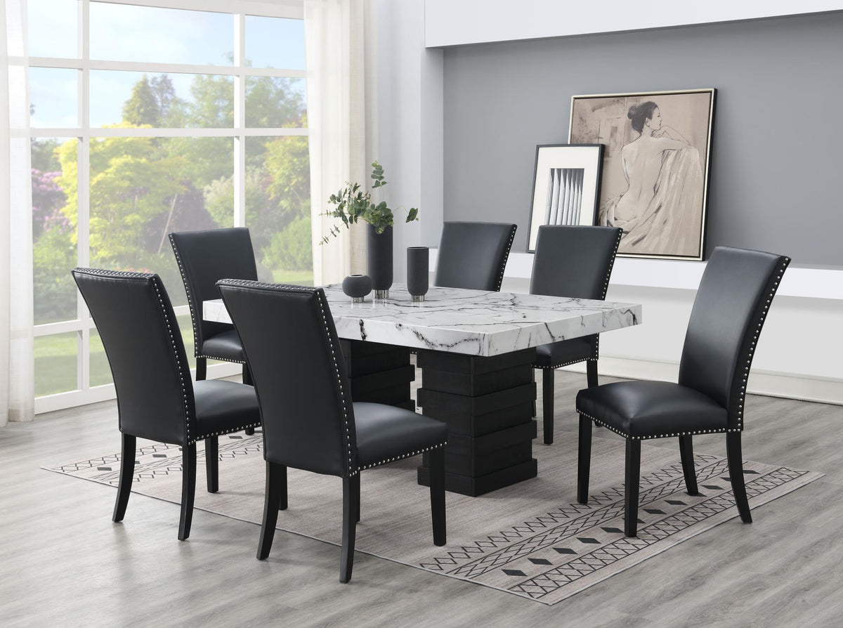 Dining Set with Leather-Look or Velvet Chairs