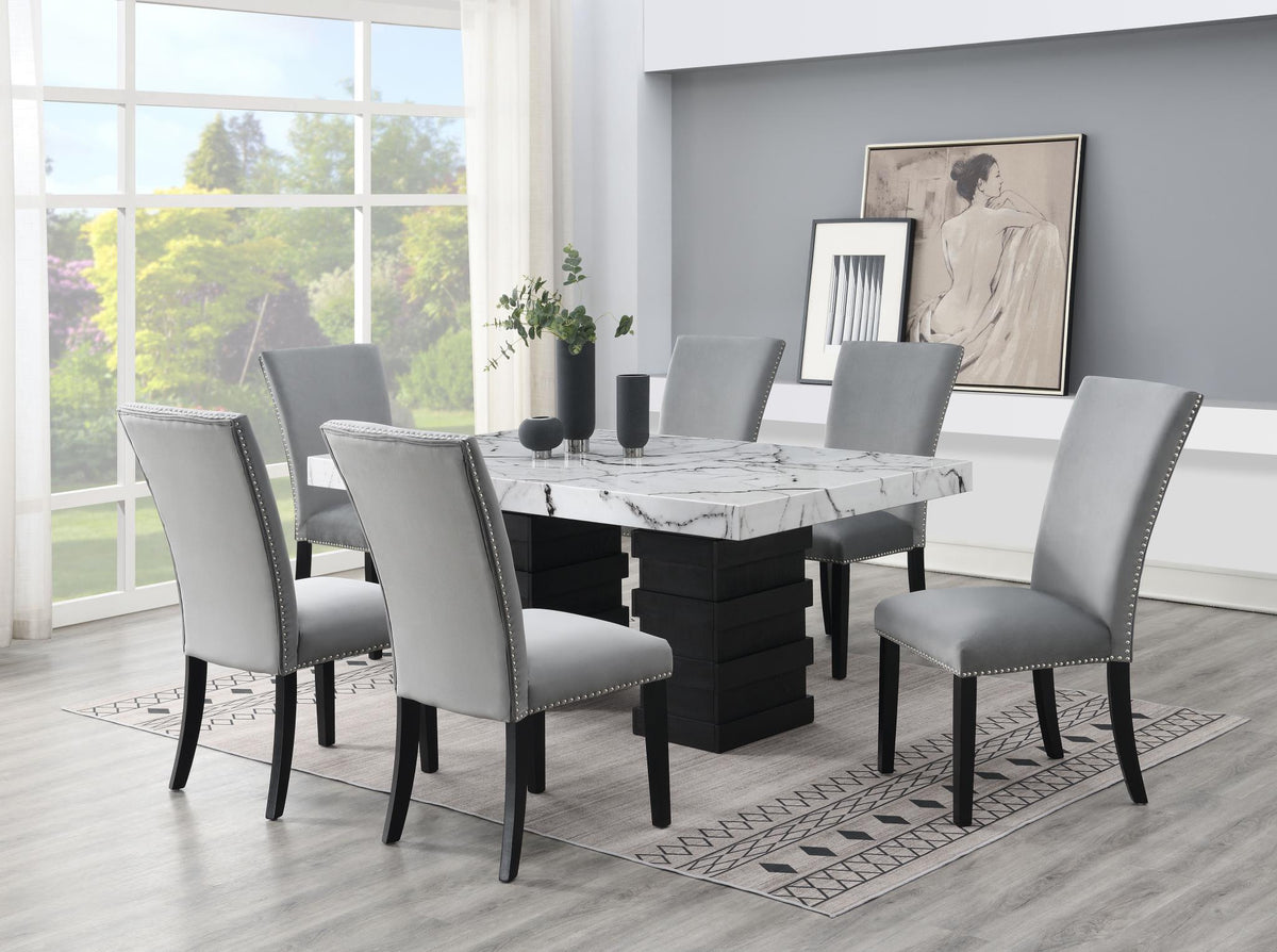 Dining Set with Leather-Look or Velvet Chairs