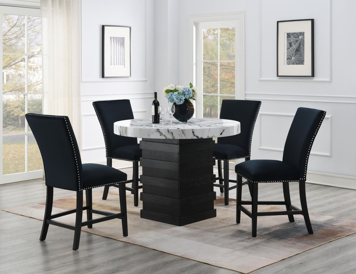 White Round Counter-Height Set (5 Chair Colors)