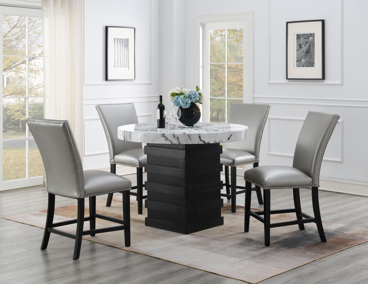 White Round Counter-Height Set (5 Chair Colors)