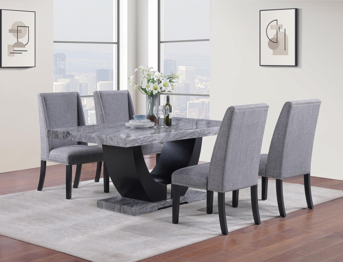 Gray Faux Marble Dining Set