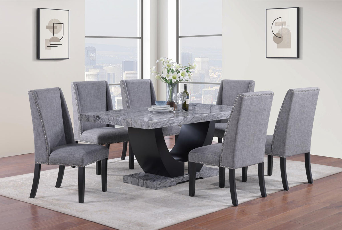 Gray Faux Marble Dining Set
