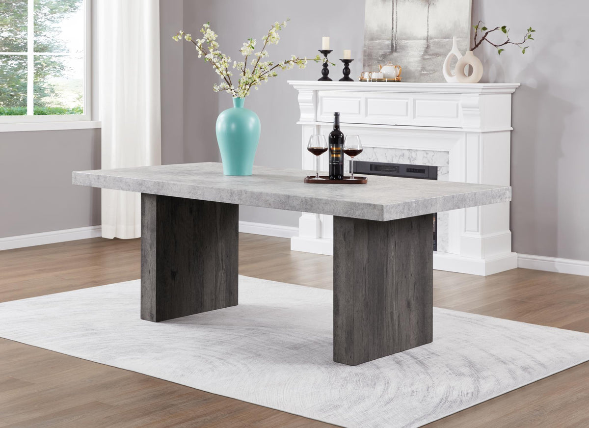 Gray 3D Faux Marble Dining Set