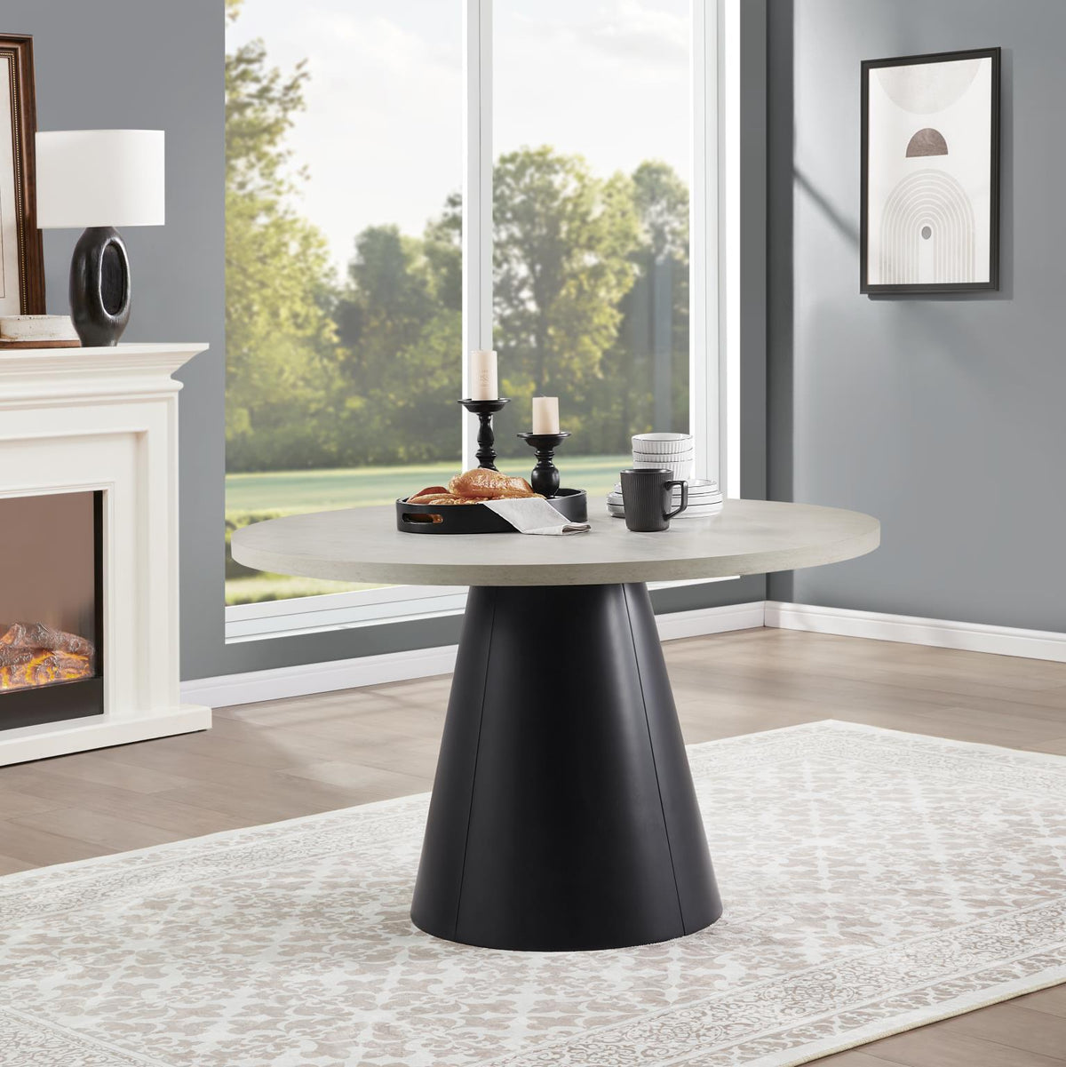 Black & Ivory Round Dining Set