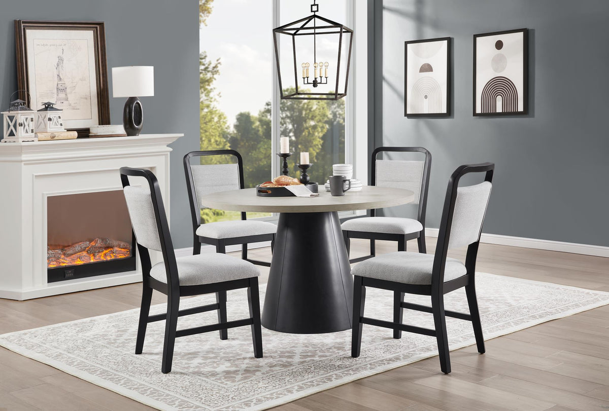 Black & Ivory Round Dining Set