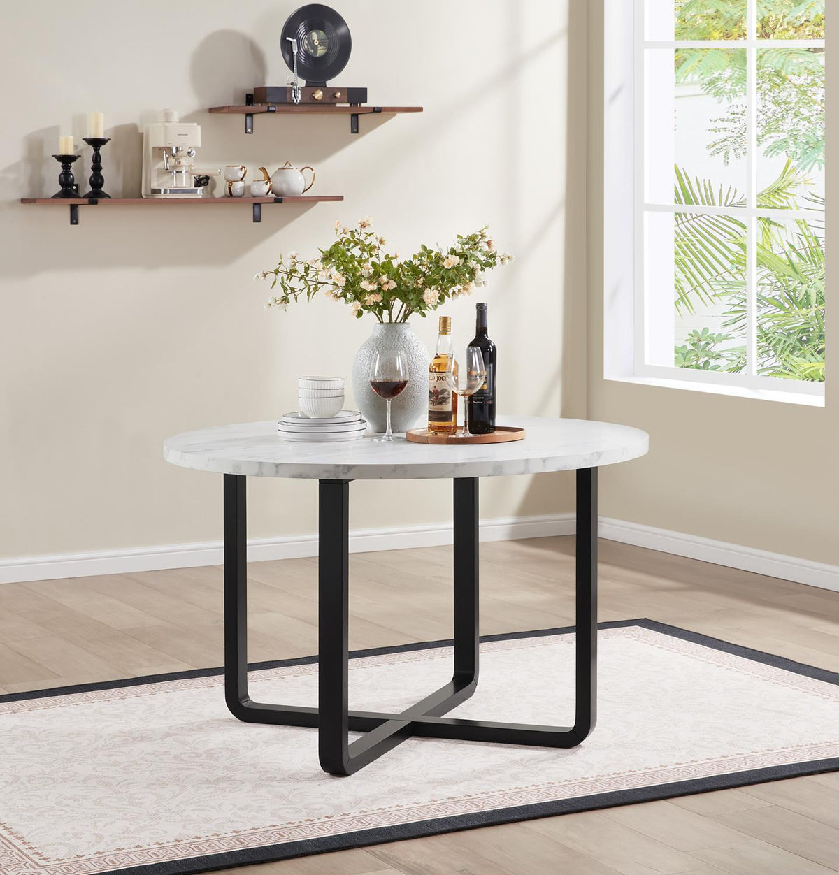 Black & White Round Dining Set