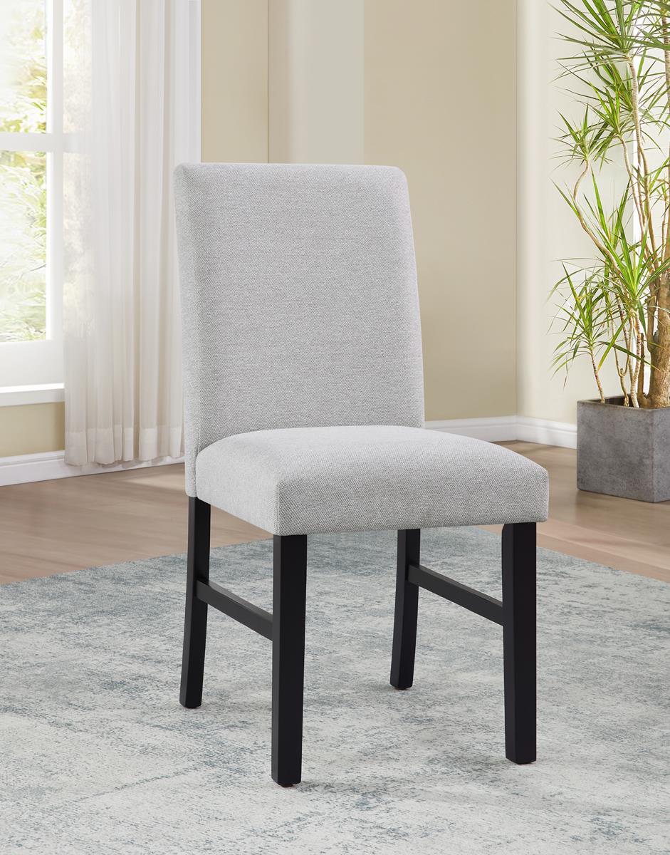Black Round Dining Set with Gray Chairs