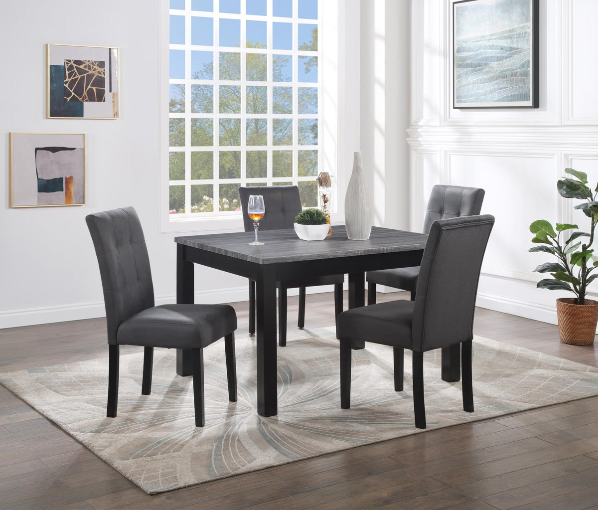 Gray Dining Table with 4 Chairs
