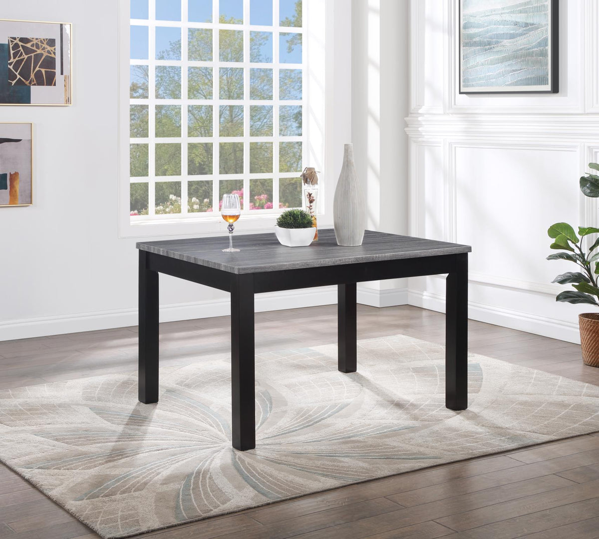 Gray Dining Table with 4 Chairs