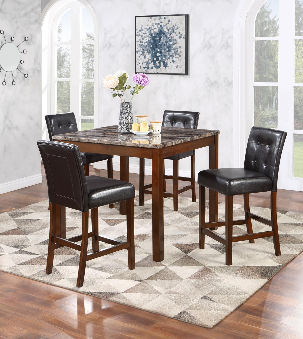 Brown Counter Table with 4 Chairs