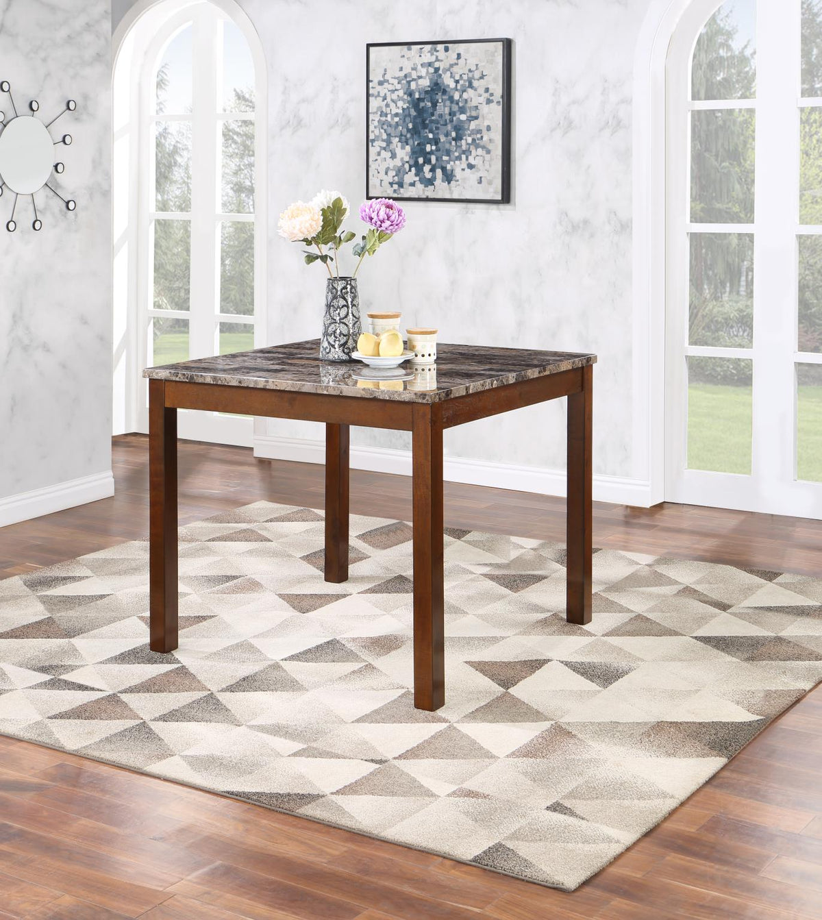 Brown Counter Table with 4 Chairs