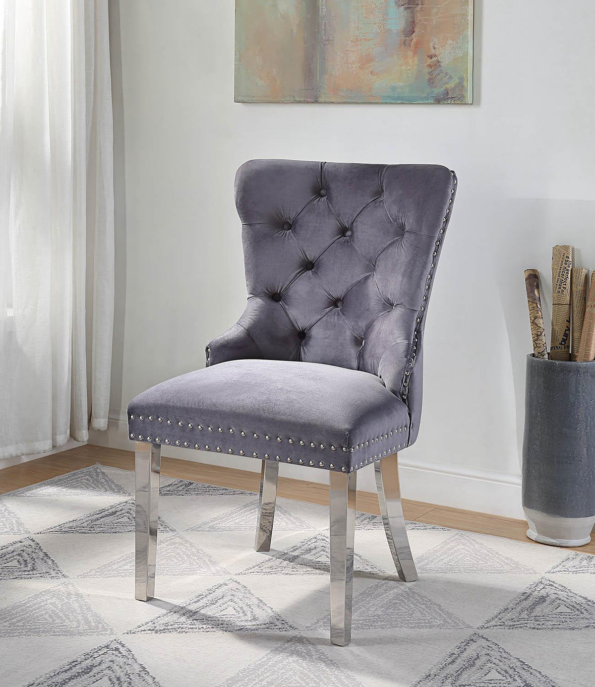 Velvet Dining Chairs with Chrome Legs (4 Colors)