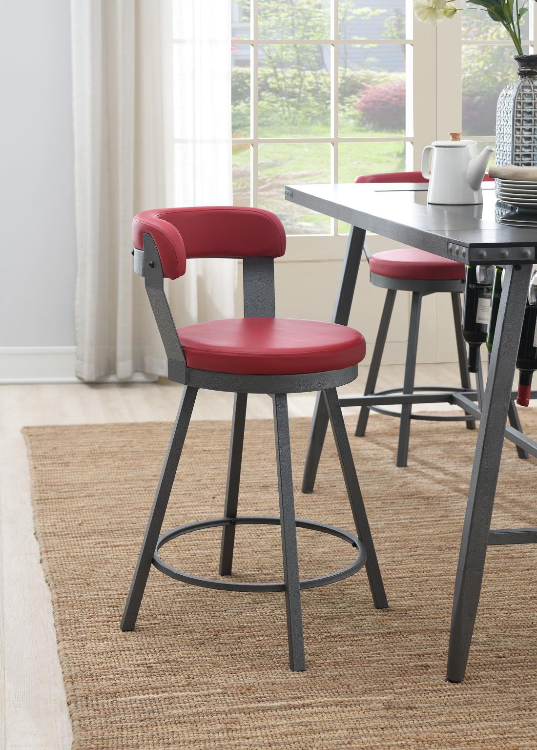 Counter-Height Dining Set with Black, Gray or Red Chairs