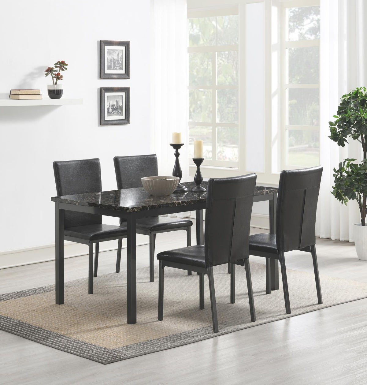 Faux Marble Dining Table & Chair Set