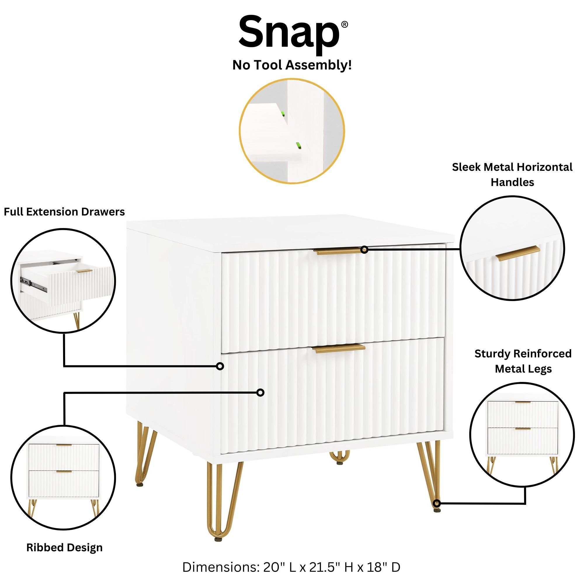 DUMBO 2.0 Nightstand in White