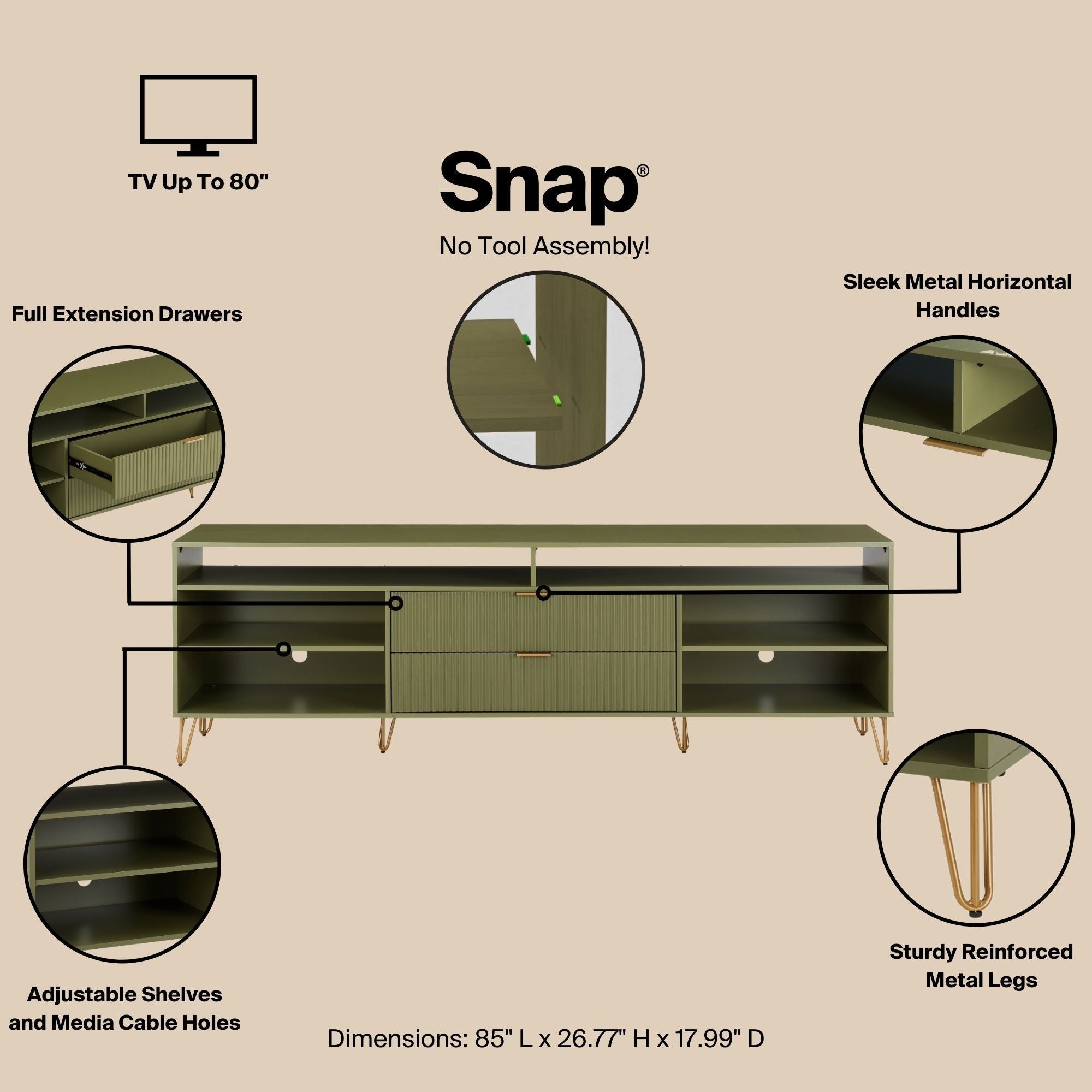 DUMBO Olive Green 85" TV Stand