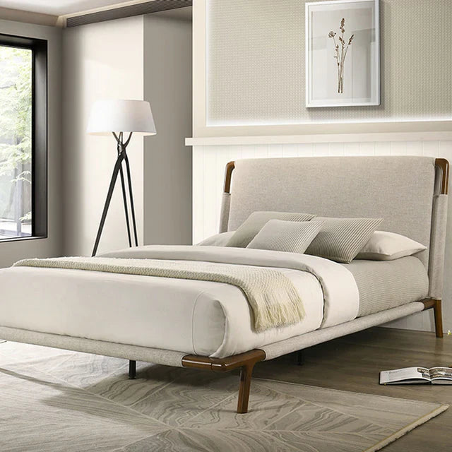 Didcot Beige Fabric Queen Bed