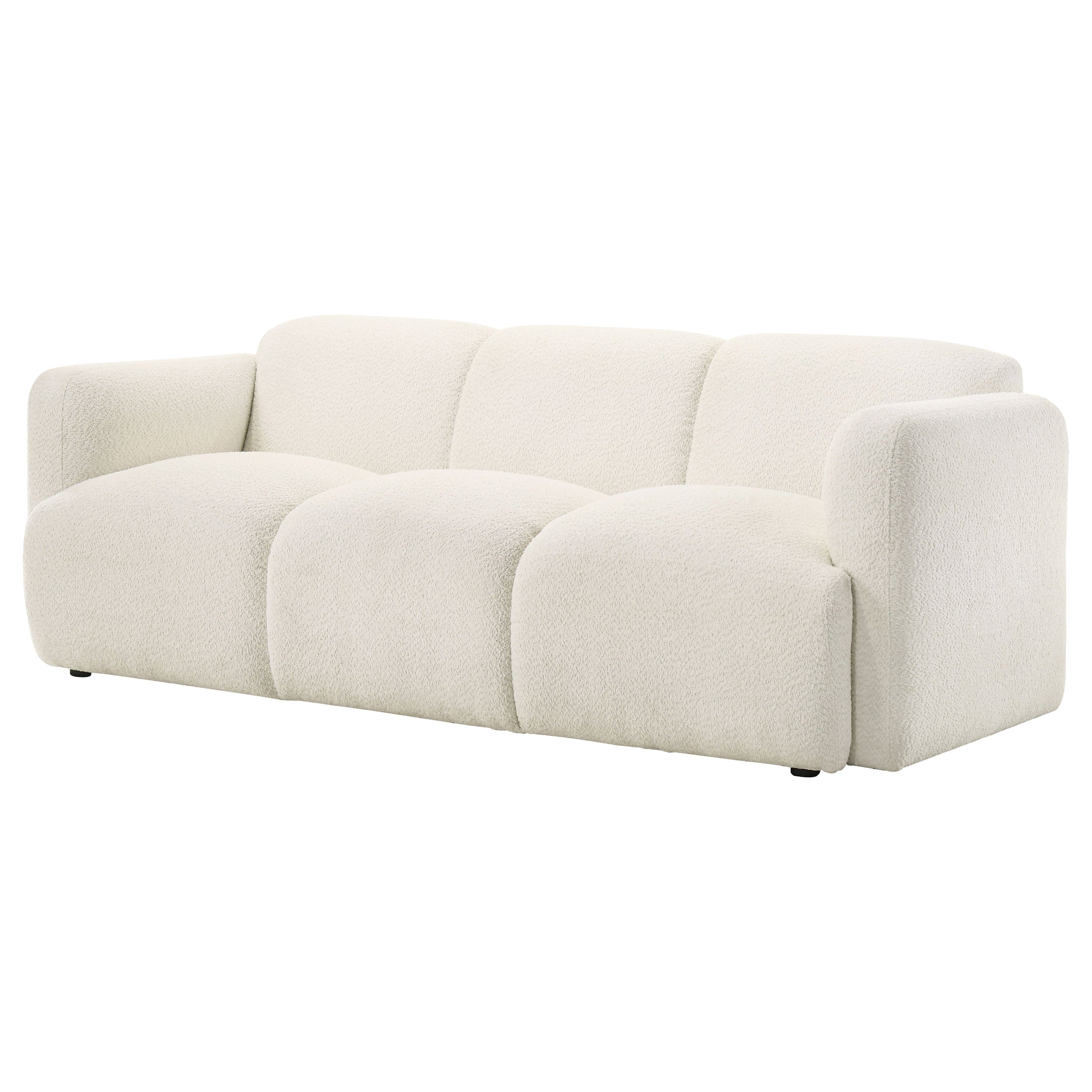 Dorset White Fabric Upholstered Round Track Arm Sofa