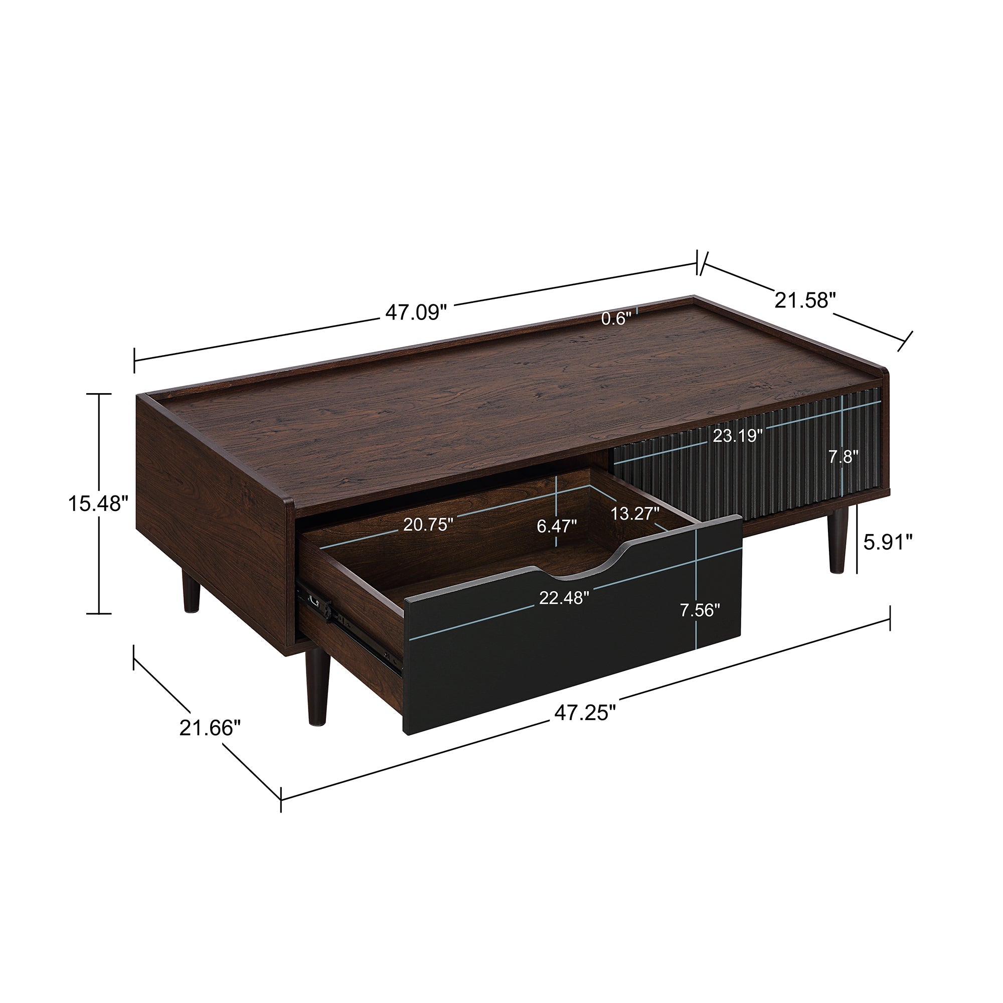 Duane Coffee Table in Dark Brown and Black