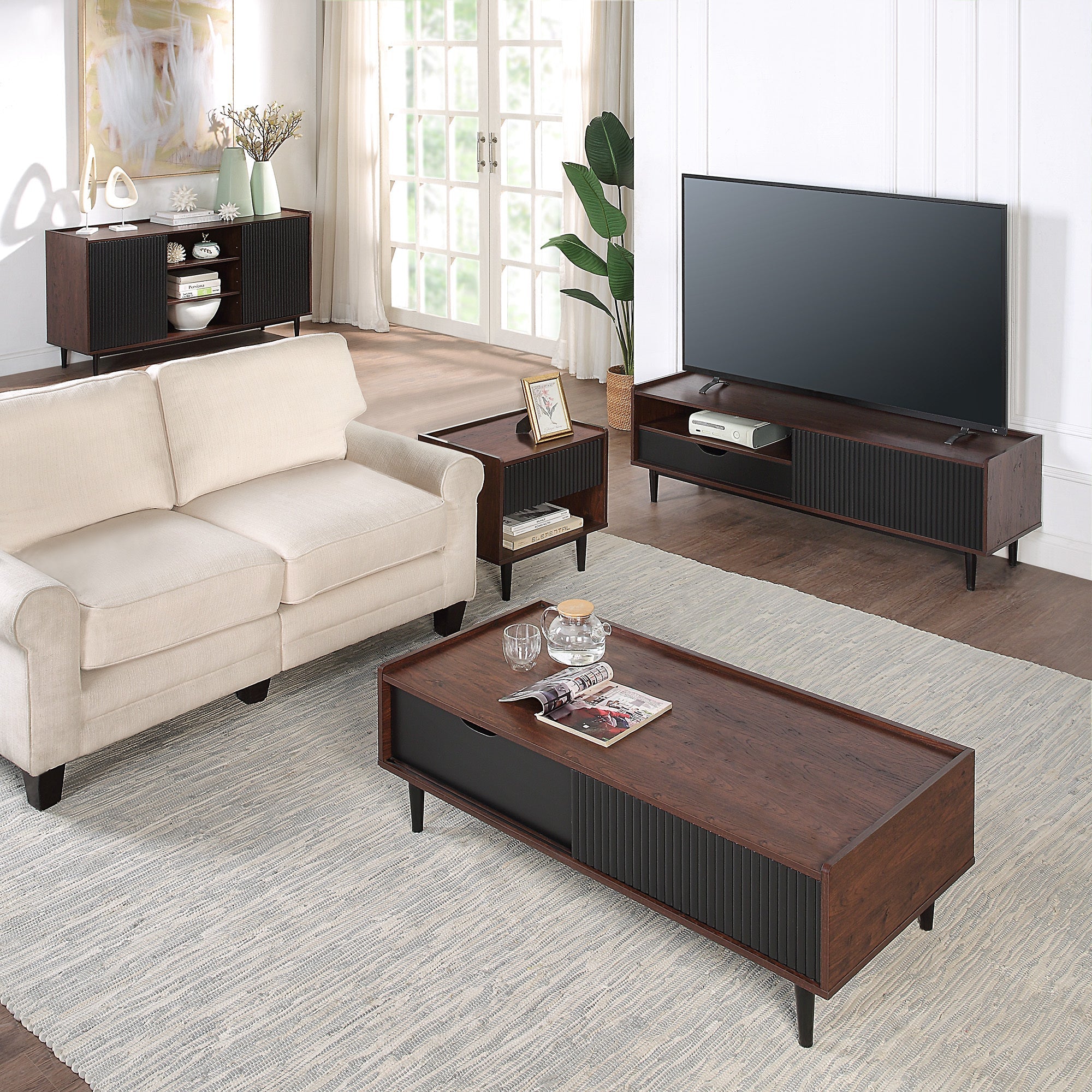 Duane Coffee Table in Dark Brown and Black