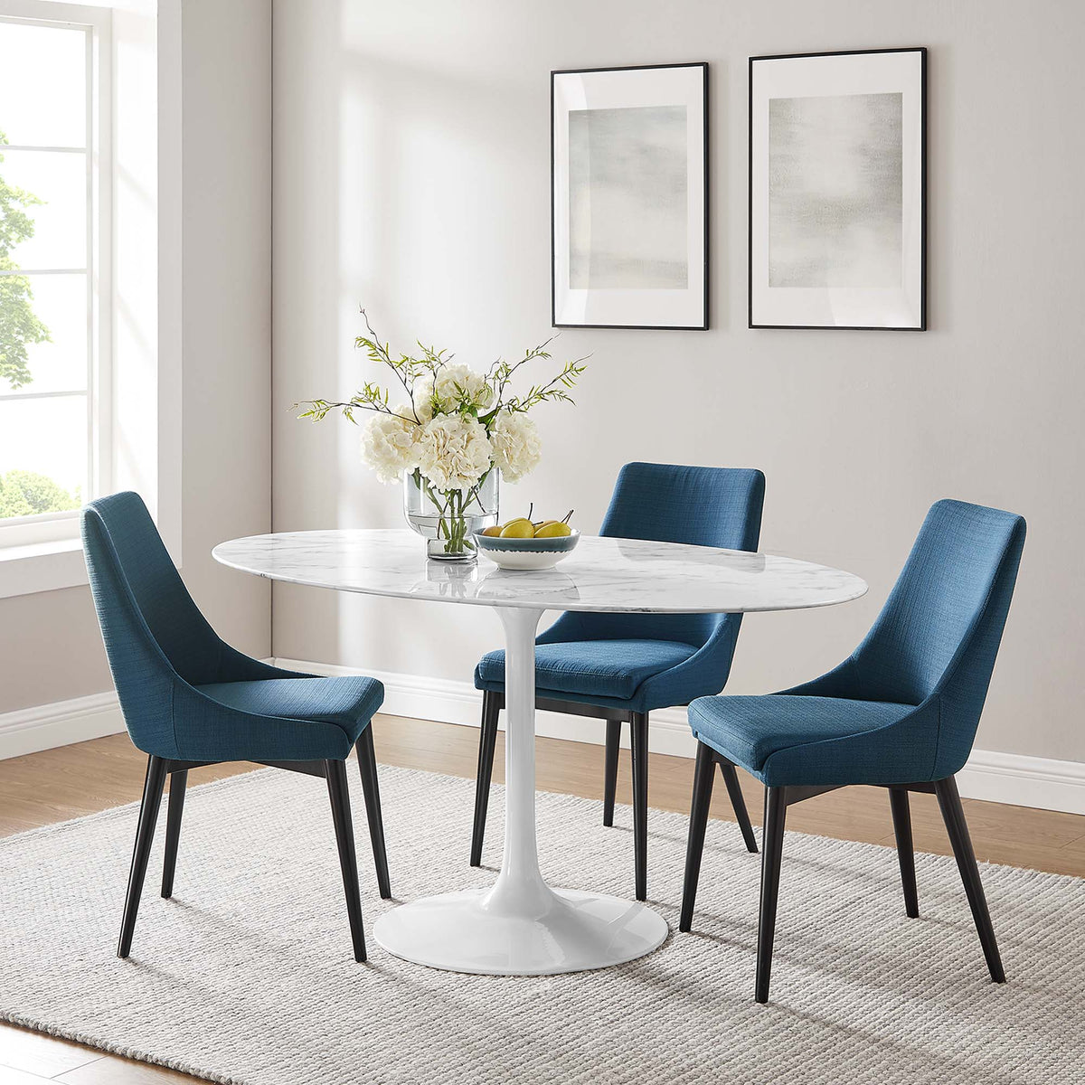 Lippa Oval Artificial Marble Dining Table