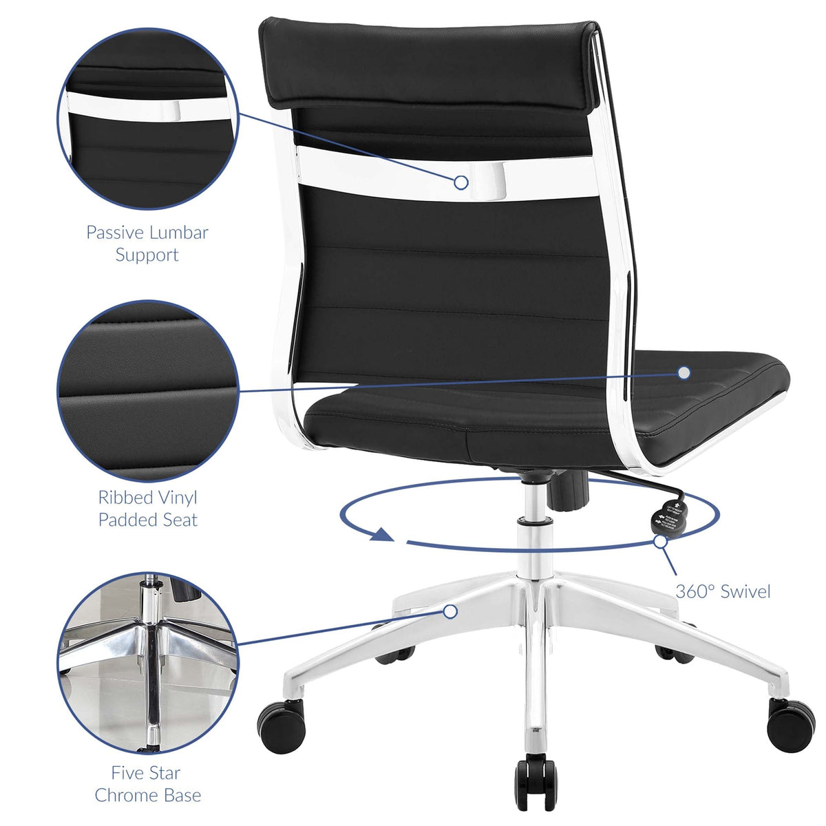 Jive Armless Mid Back Office Chair - view 36