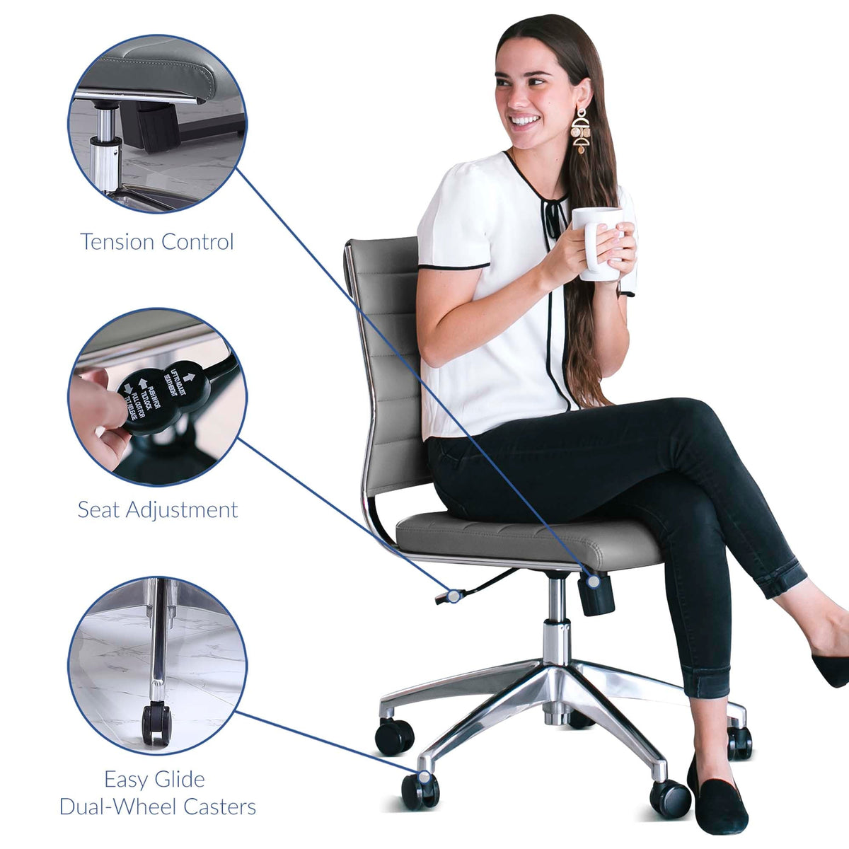 Jive Armless Mid Back Office Chair - view 32