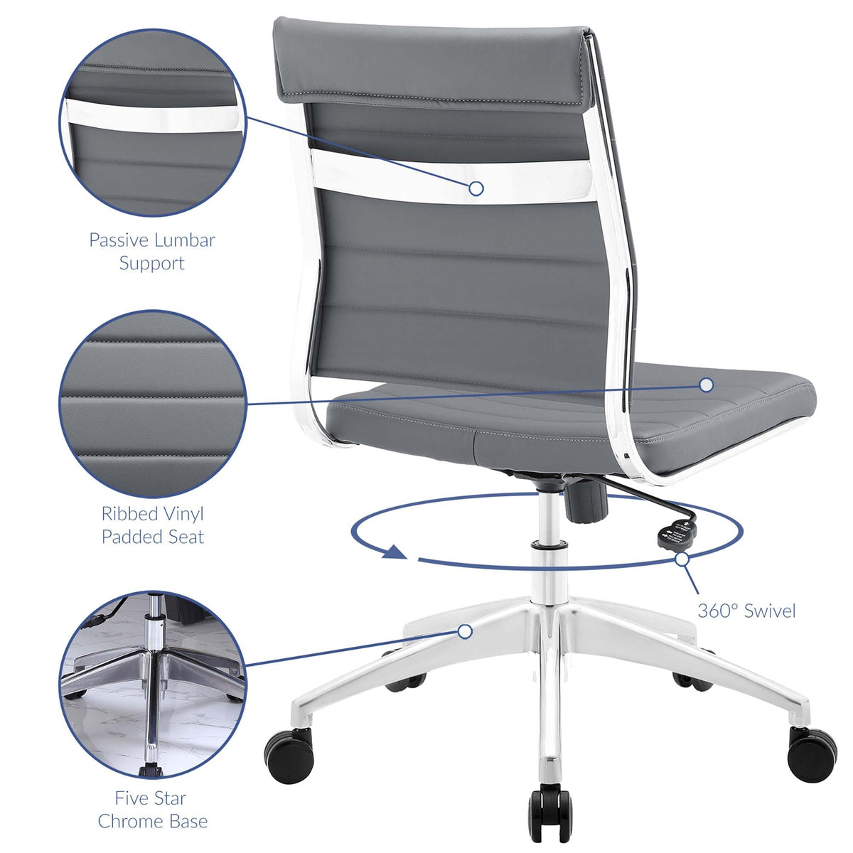 Jive Armless Mid Back Office Chair - view 37