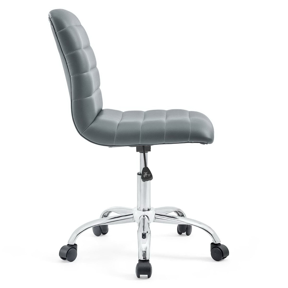 Ripple Armless Mid Back Vinyl Office Chair, Gray - view 2
