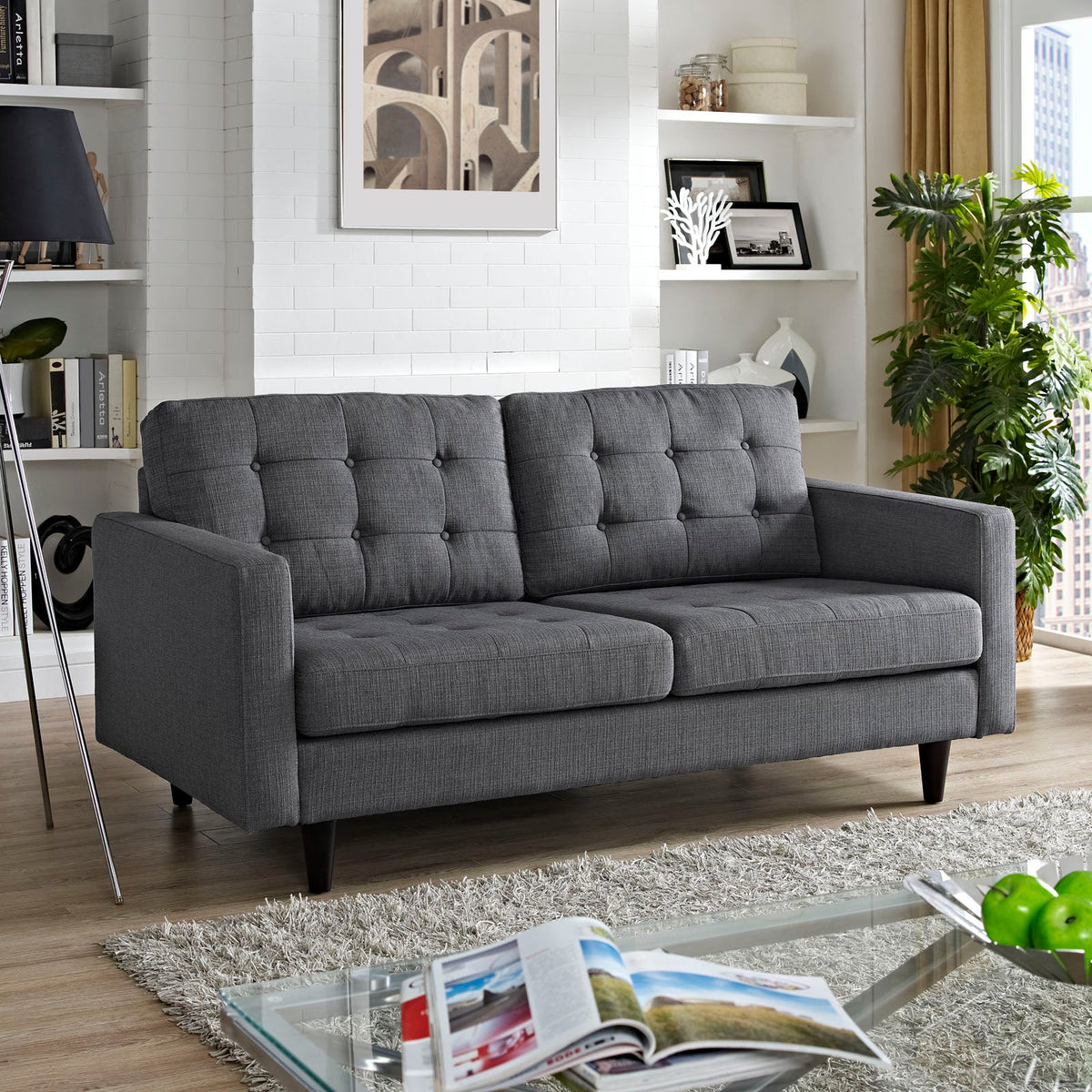 Empress Upholstered Fabric Loveseat - view 11