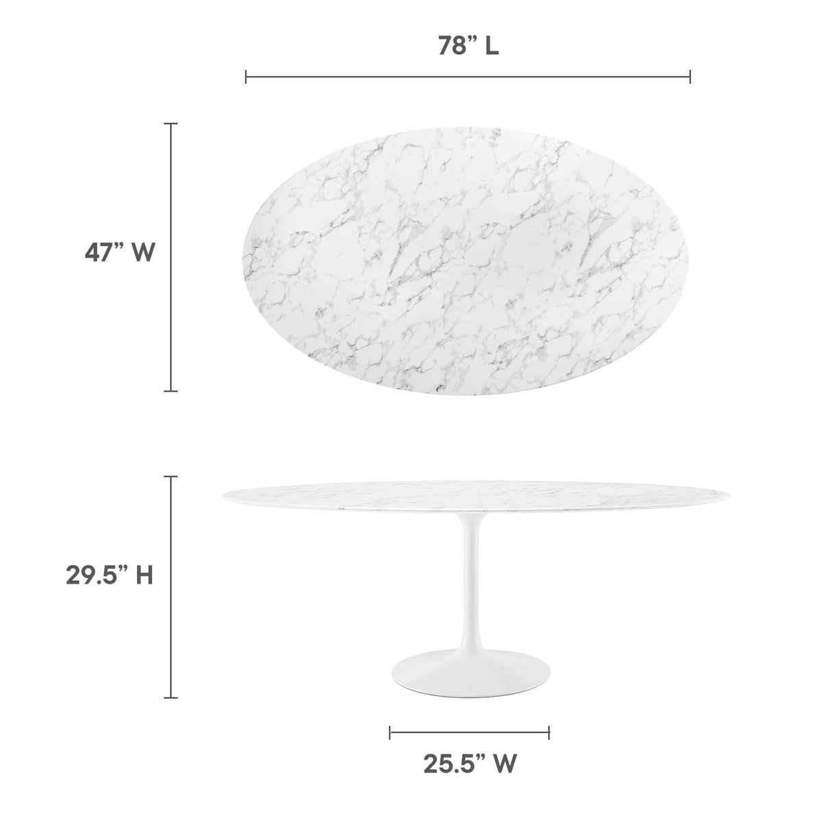 Lippa Oval Artificial Marble Dining Table