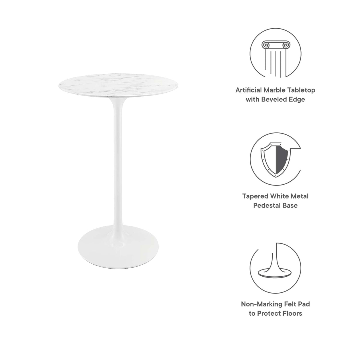 Lippa Round Artificial Marble Bar Table - view 20