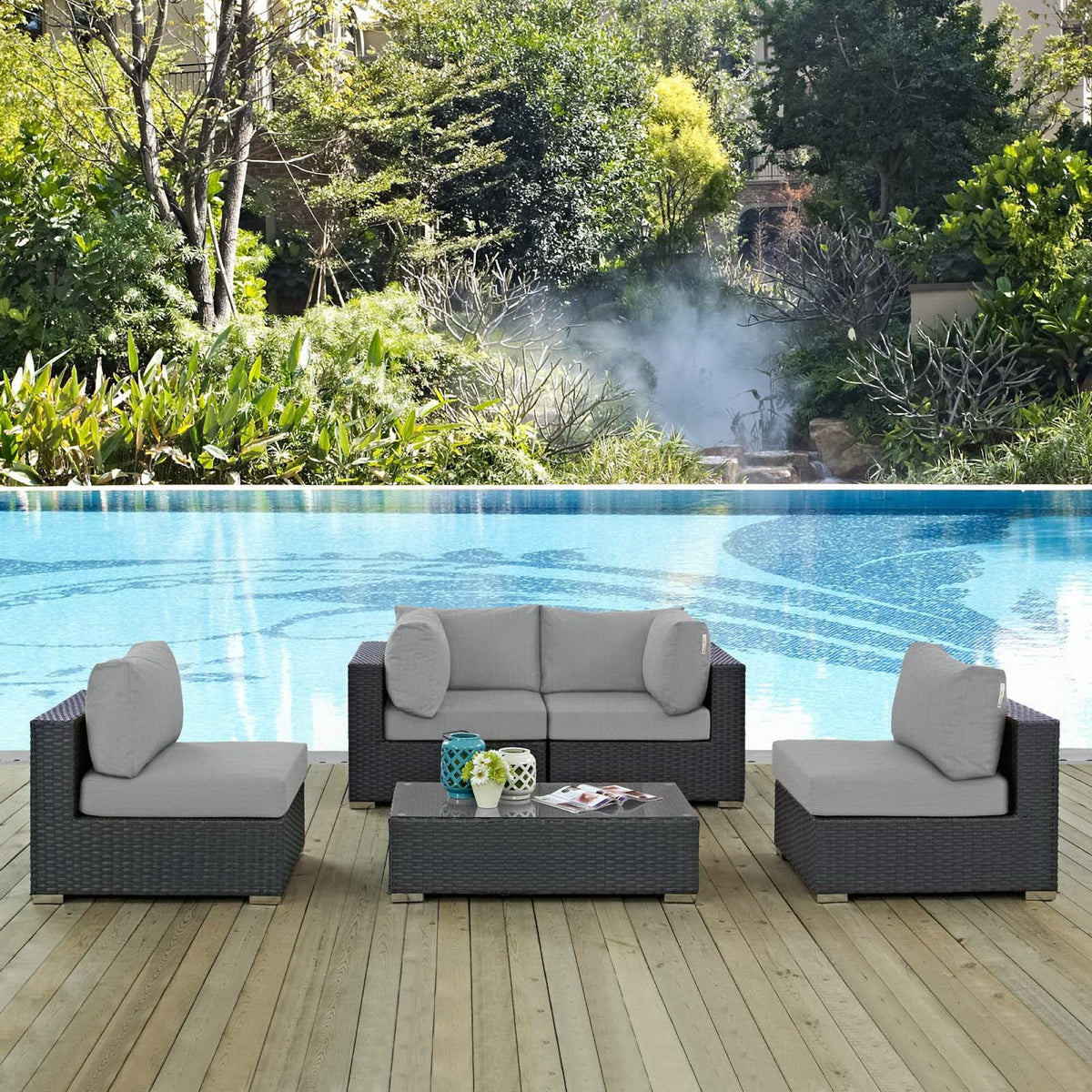 Sojourn 5 Piece Outdoor Sunbrella® Sectional Set
