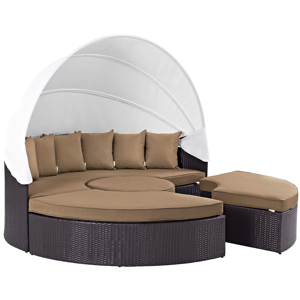 Convene Wicker Rattan Outdoor Patio Canopy Sectional Daybed
