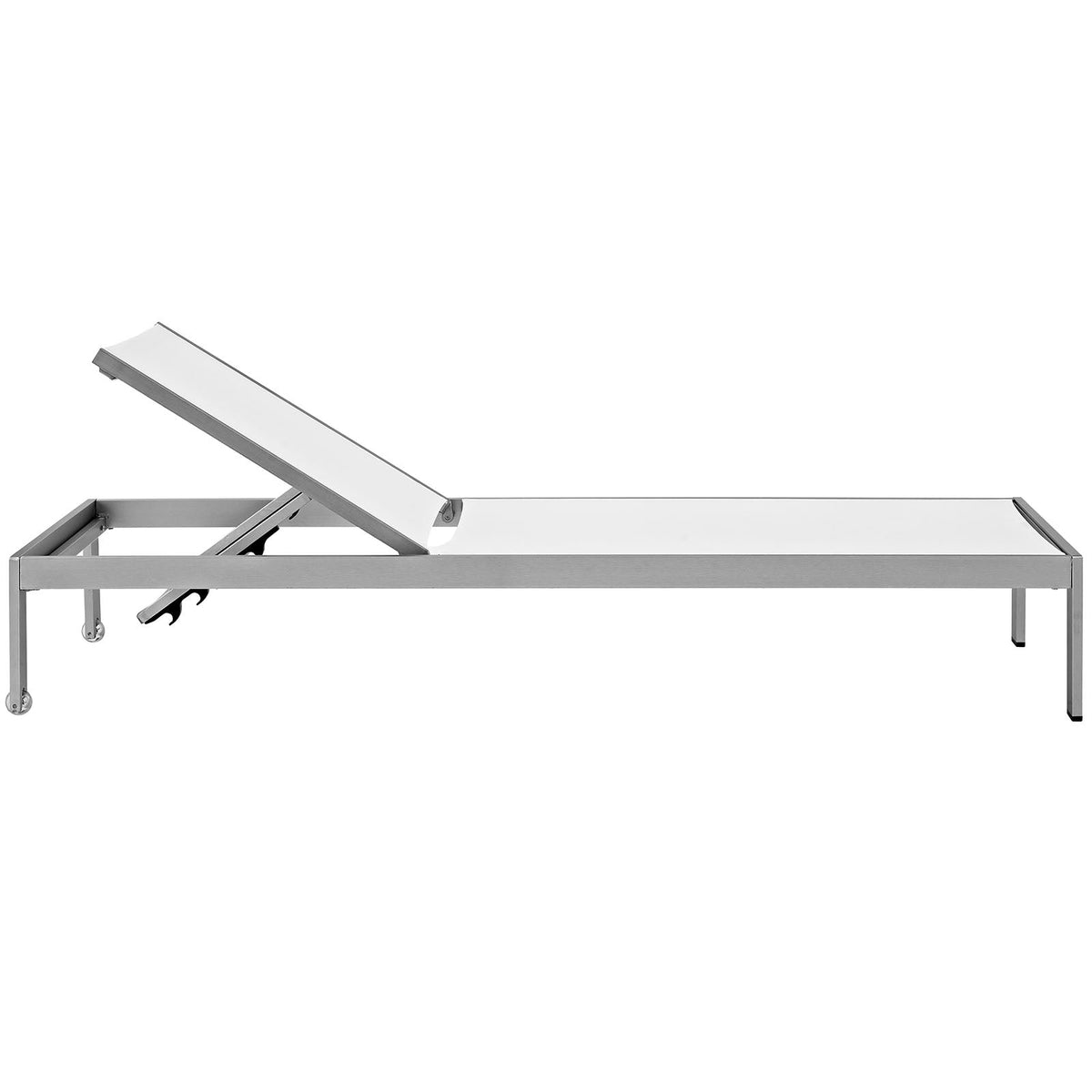 Shore Outdoor Patio Aluminum Mesh Chaise, Silver White - view 2