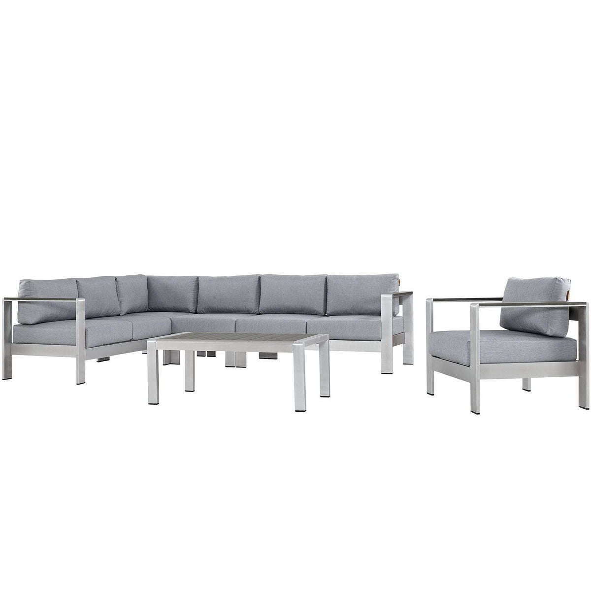 Shore 6 Piece Outdoor Aluminum Sectional Sofa Set