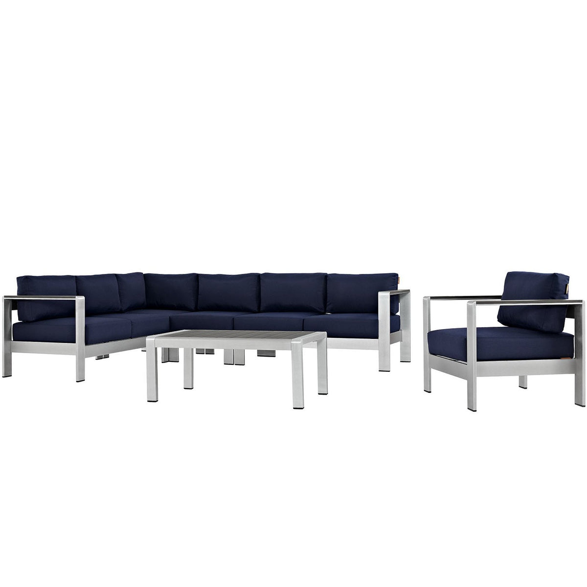 Shore 6 Piece Outdoor Aluminum Sectional Sofa Set