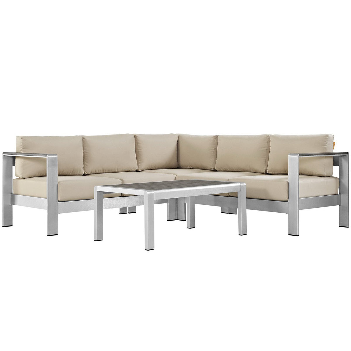 Shore 4 Piece Outdoor Aluminum Sectional Sofa Set