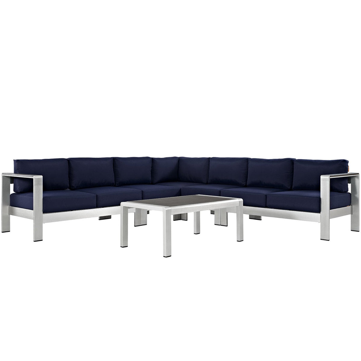 Shore 6 Piece Outdoor Aluminum Sectional Sofa Set