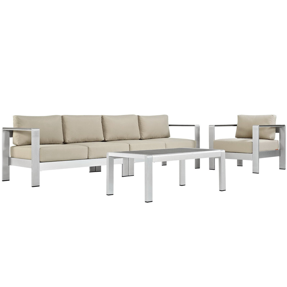 Shore 4 Piece Outdoor Aluminum Sectional Sofa Set