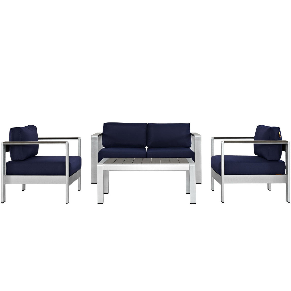 Shore 4 Piece Outdoor Patio Aluminum Sectional Sofa Set