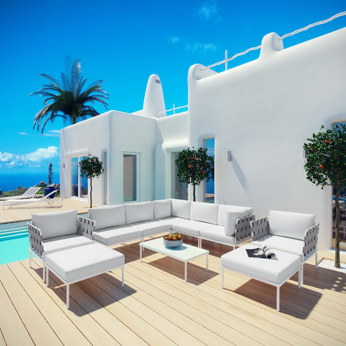 Harmony 10 Piece Outdoor Aluminum Sectional Sofa Set