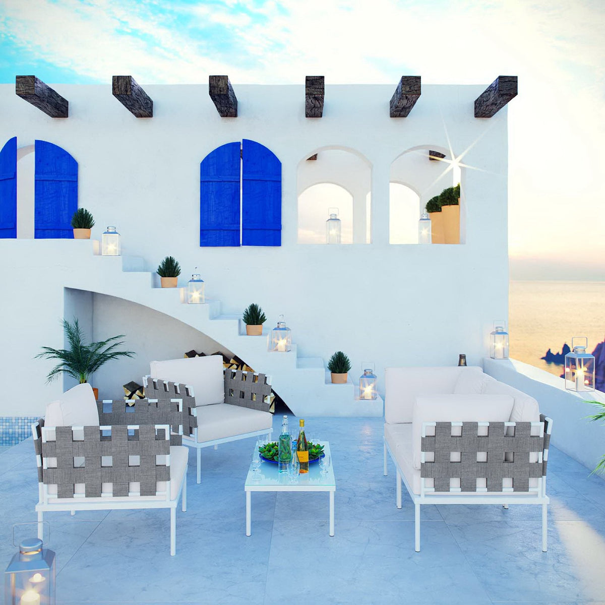 Harmony 5 Piece Outdoor Aluminum Sectional Sofa Set