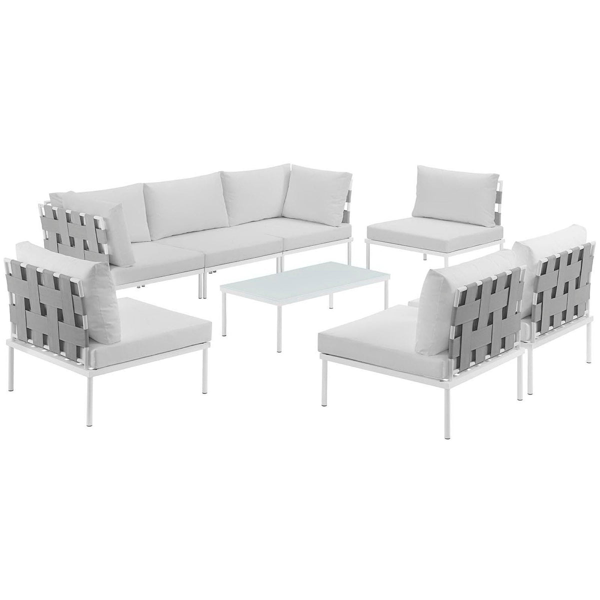 Harmony 8 Piece Outdoor Aluminum Sectional Sofa Set