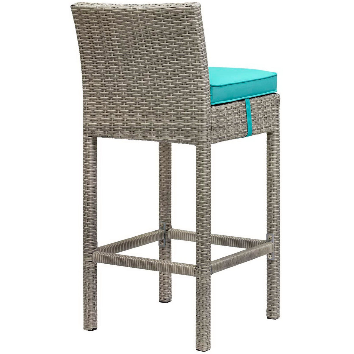 Conduit Outdoor Wicker Rattan Bar Stool, Light Gray Turquoise - view 3
