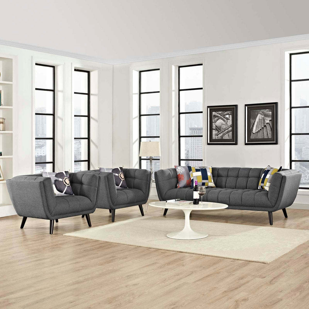 Bestow 3 Piece Upholstered Fabric Sofa and Armchair Set - view 5