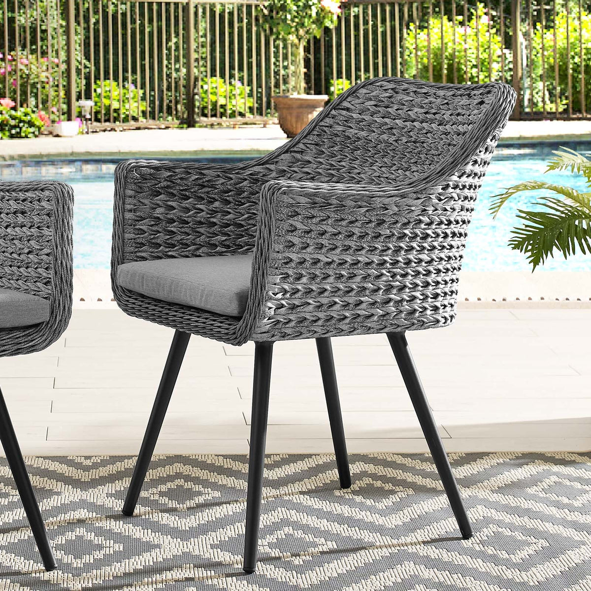 Endeavor Outdoor Patio Wicker Rattan Dining Armchair - view 6