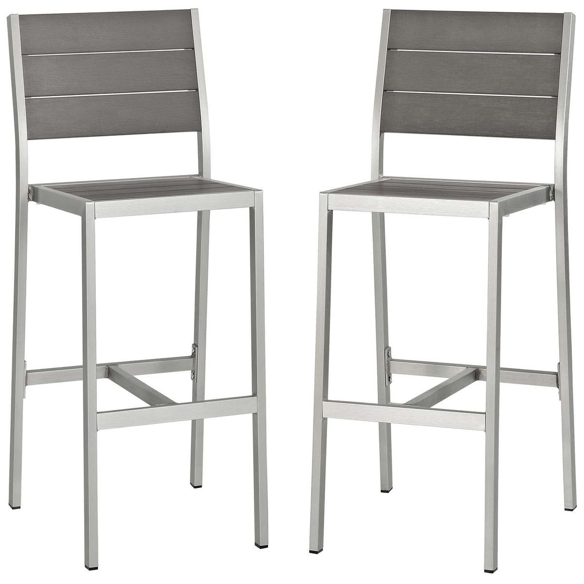 Shore Armless Bar Stool Outdoor Patio Aluminum Set of 2 - view 1