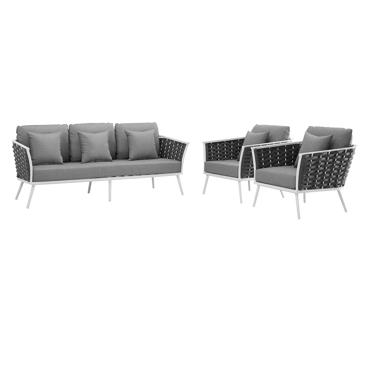 Stance 3 Piece Outdoor Patio Aluminum Sectional Sofa Set - view 1