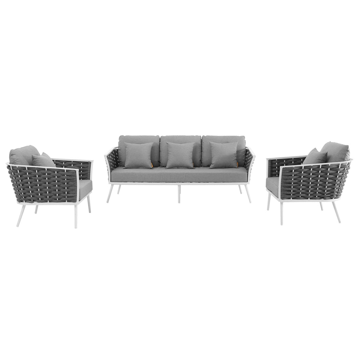 Stance 3 Piece Outdoor Patio Aluminum Sectional Sofa Set - view 3
